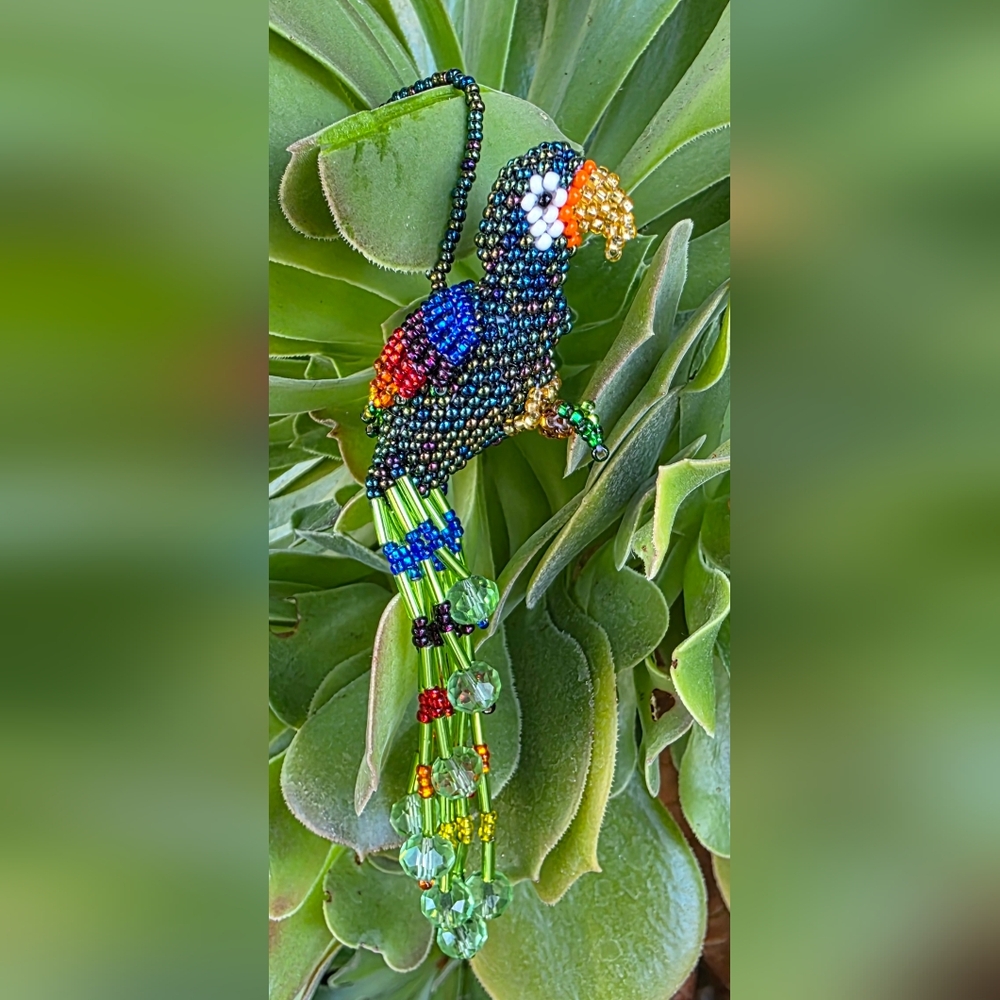 Colorful Beaded Bird Ornament